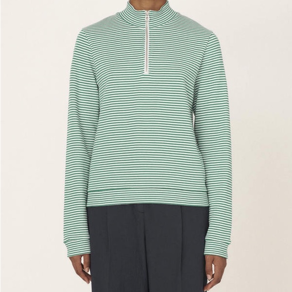 YMC No Wave Cotton Striped Quarter Zip Sweater (sz M)